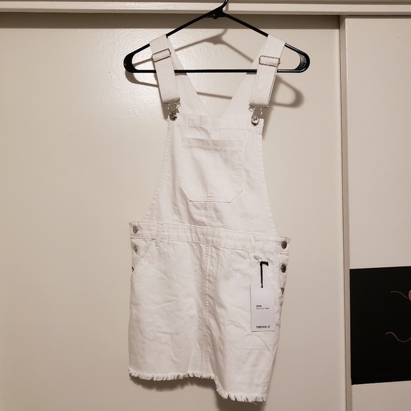 Forever 21 Dresses & Skirts - white denim overall dress